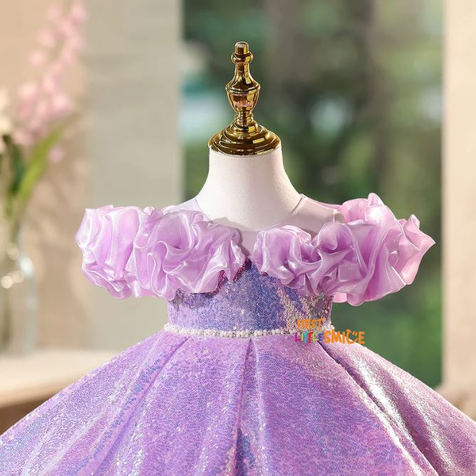 Fluffy Sequin And Beaded Birthday Party Dress