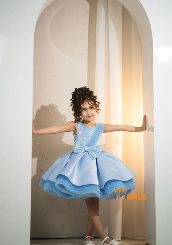 Fluffy Elsa Themed Birthday Party Dress