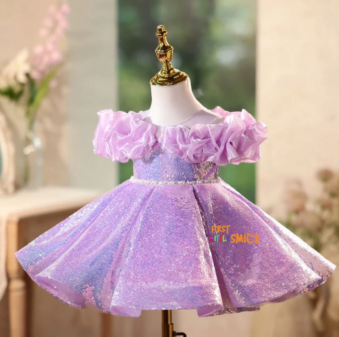 Fluffy Sequin And Beaded Birthday Party Dress