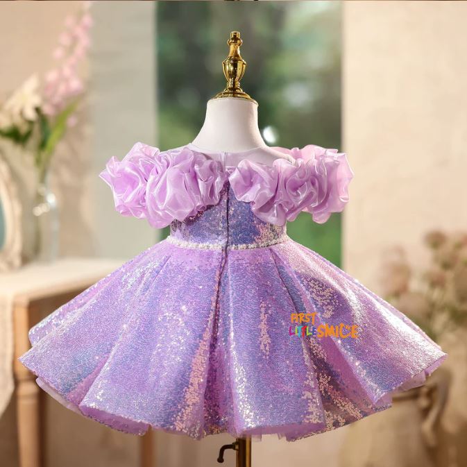 Fluffy Sequin And Beaded Birthday Party Dress