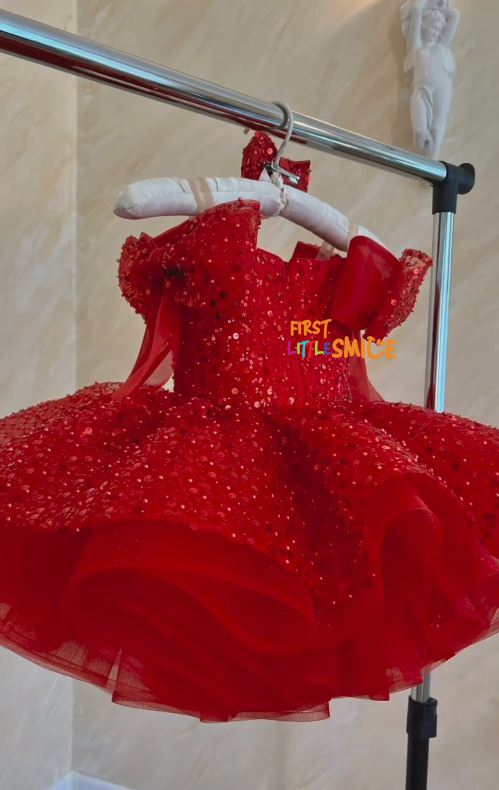 Fluffy Sequin And Beaded Birthday Party Dress