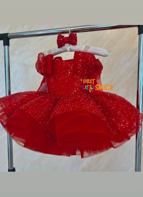 Fluffy Sequin And Beaded Birthday Party Dress – First Little Smile