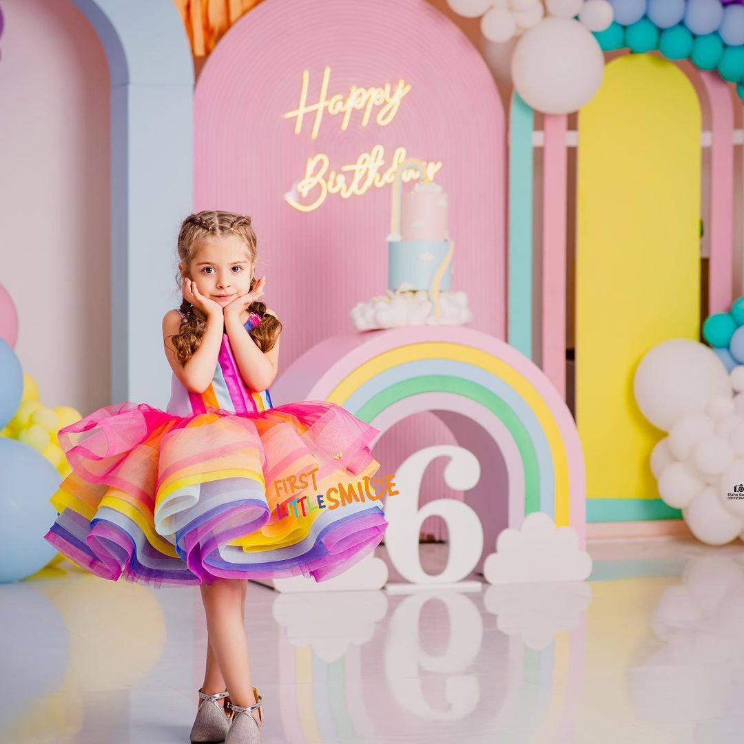 Multicolored Unicorn Styled Birthday Party Dress