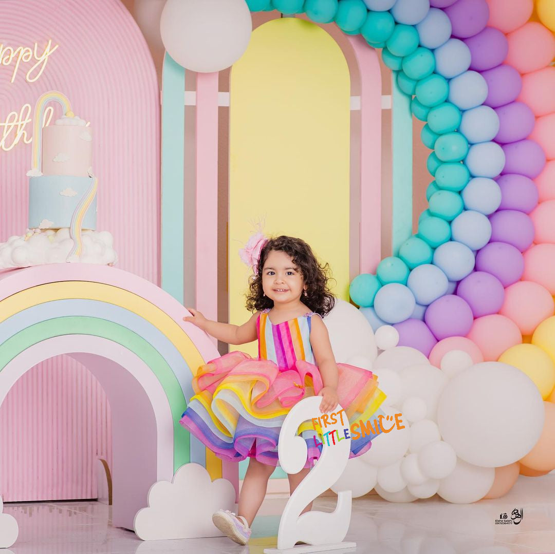 Multicolored Unicorn Styled Birthday Party Dress