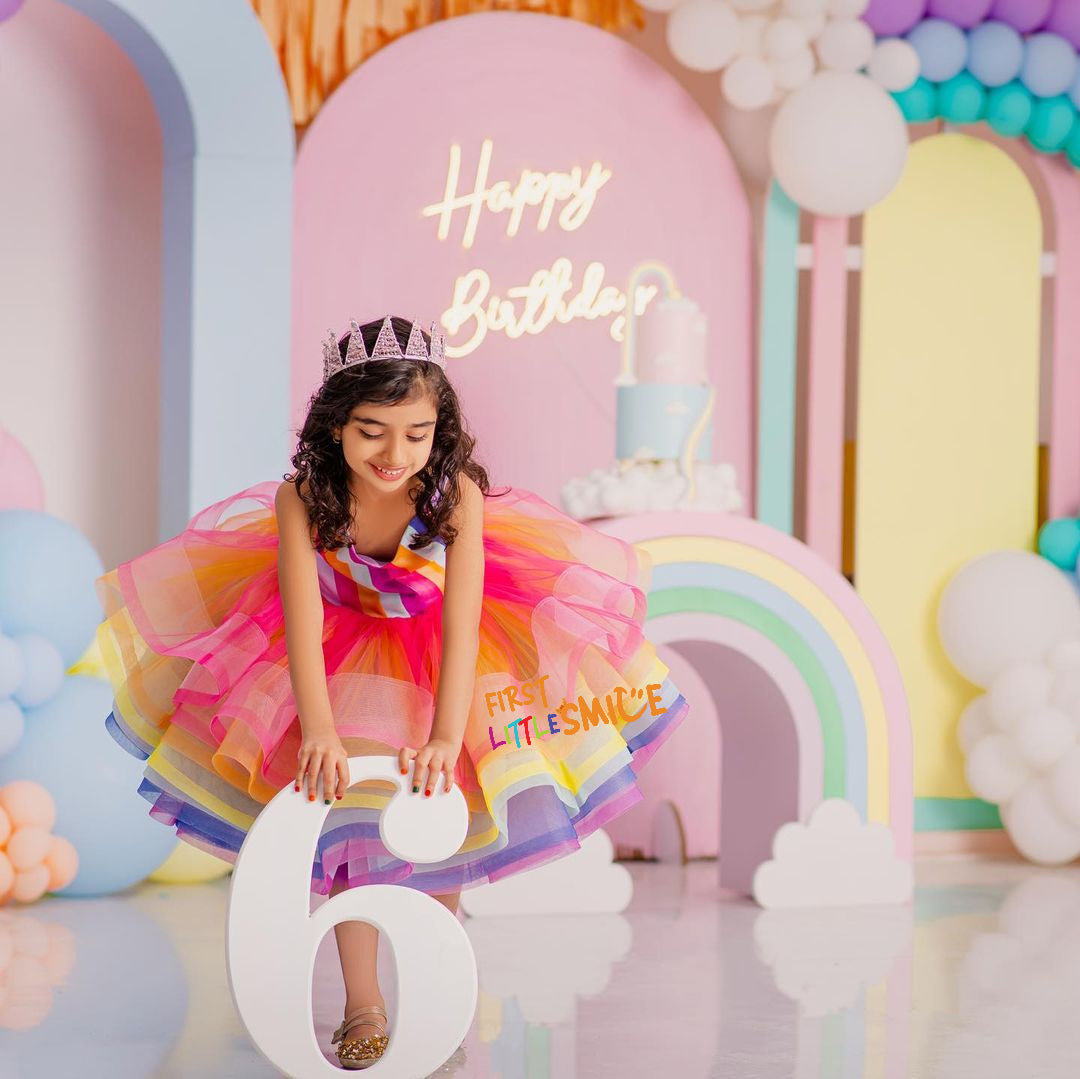 Multicolored Unicorn Styled Birthday Party Dress