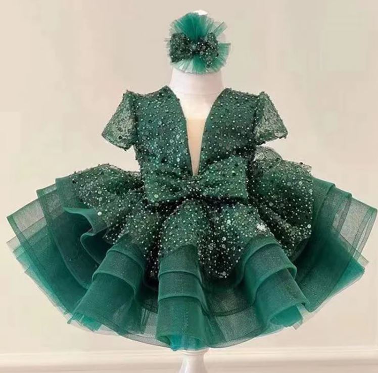 Fluffy Sequin And Beaded Birthday Party Dress main image 1