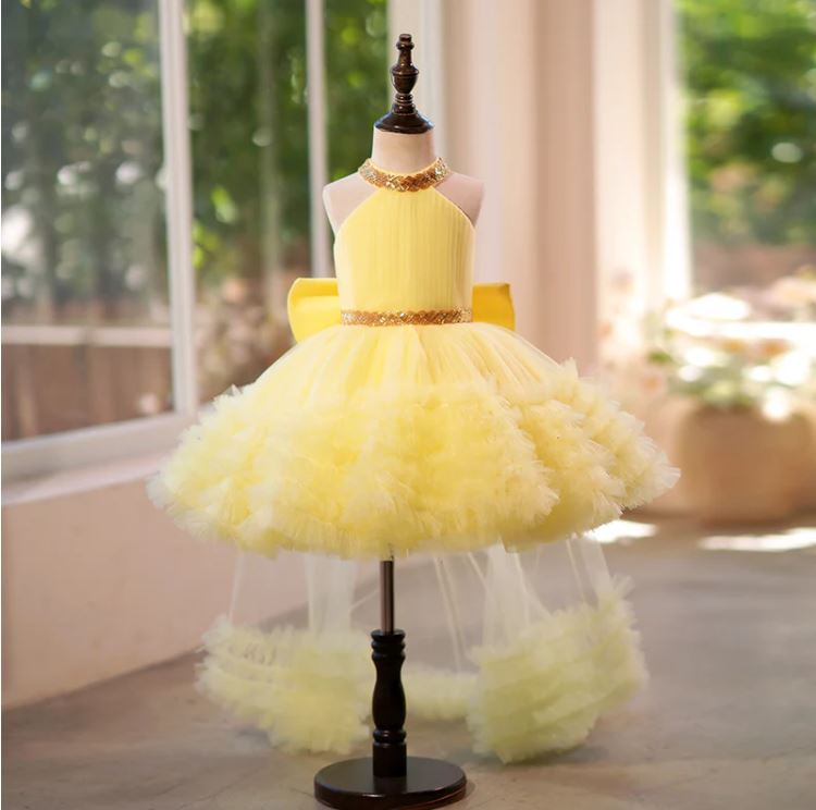 Fluffy Beaded Birthday Party Dress With Trail First Little Smile Fluffy Beaded Birthday Party Dress With Trail First Little Smile