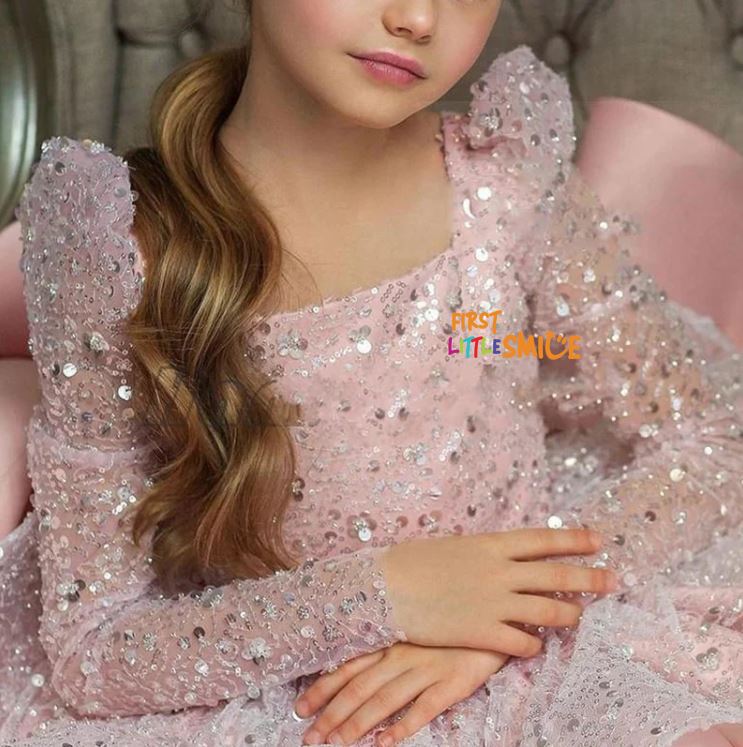 Fluffy Sequin And Beaded Birthday Party Dress