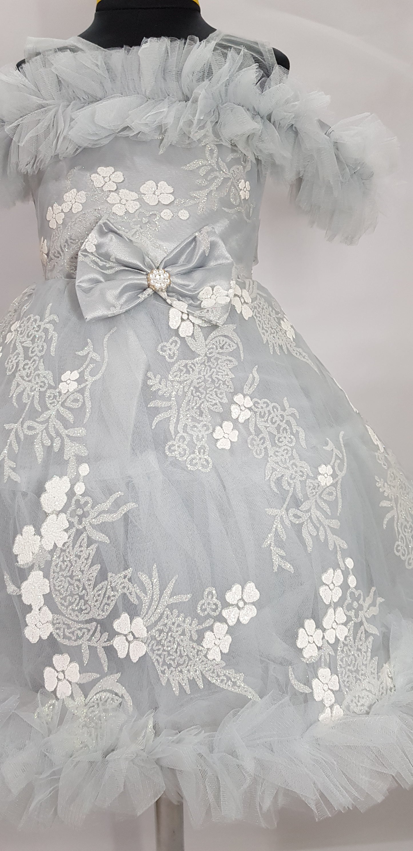Beautiful Light Grey, Silver Birthday Party Dress