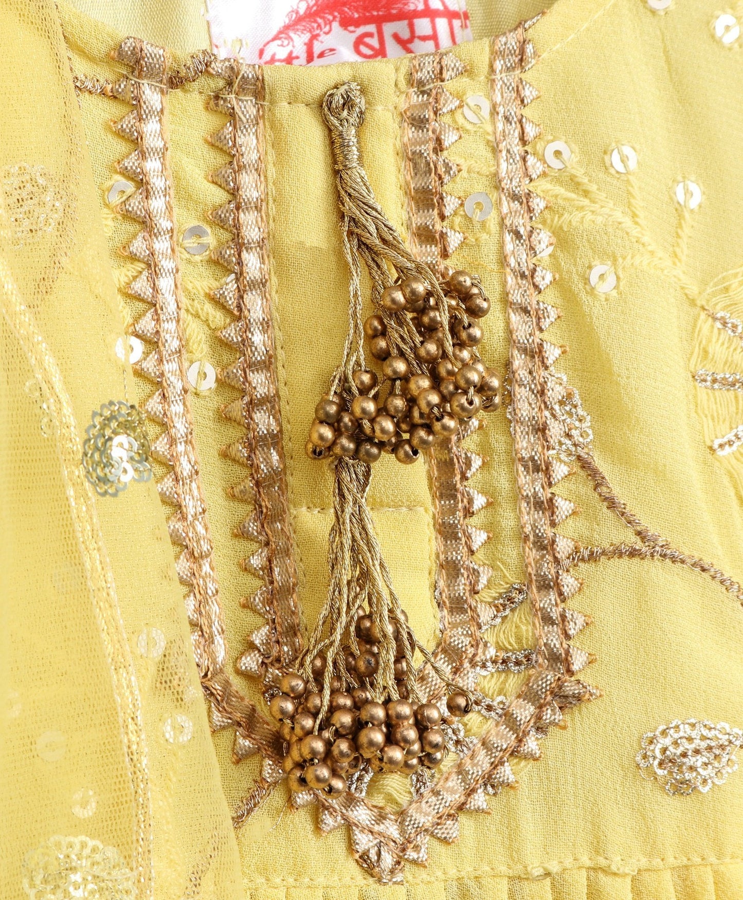 Three Fourth Sleeves Gotta Patti Work Kurta & Sharara With Dupatta