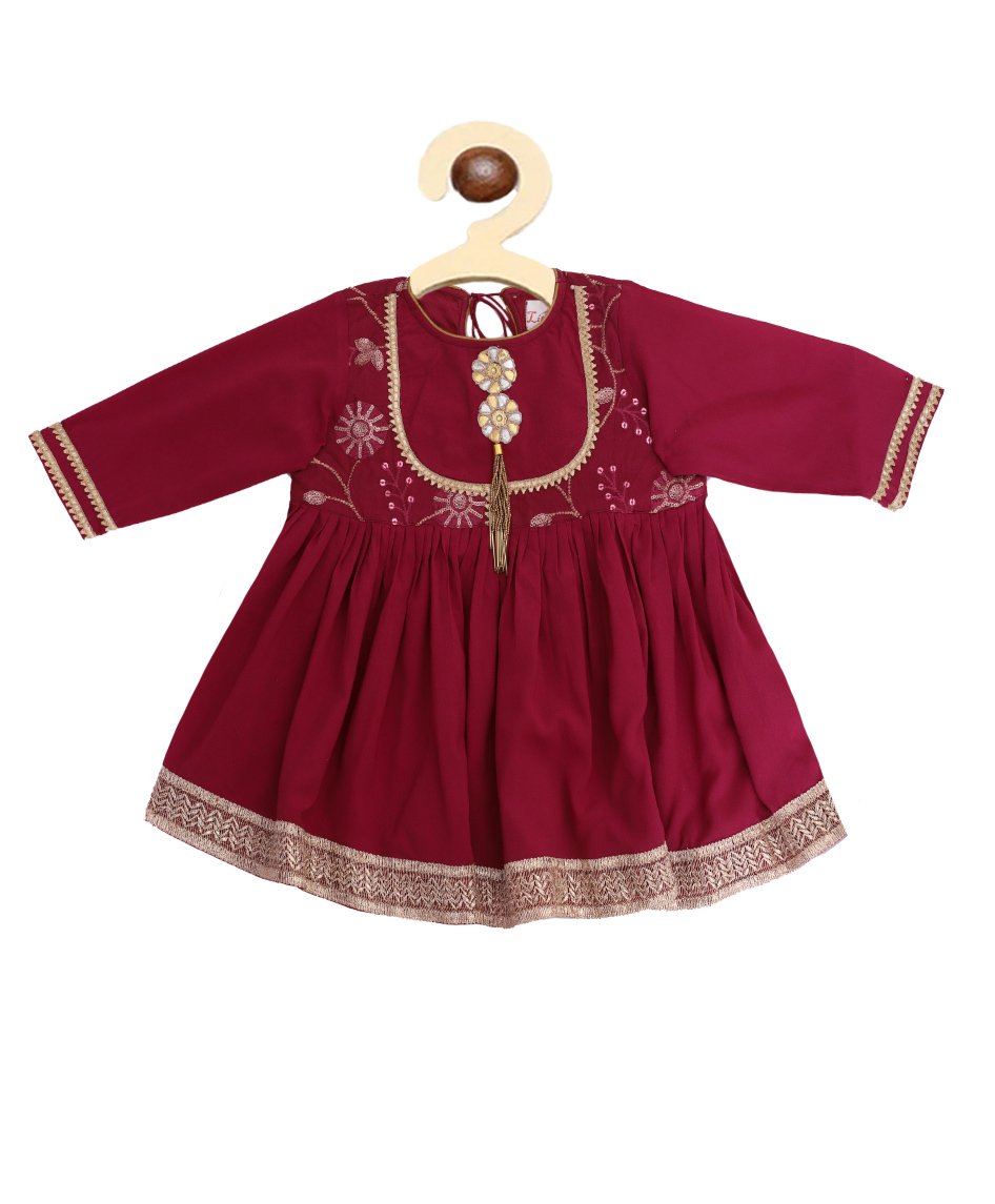 Gota Work Full Sleeves Kurti With Sharara & Dupatta