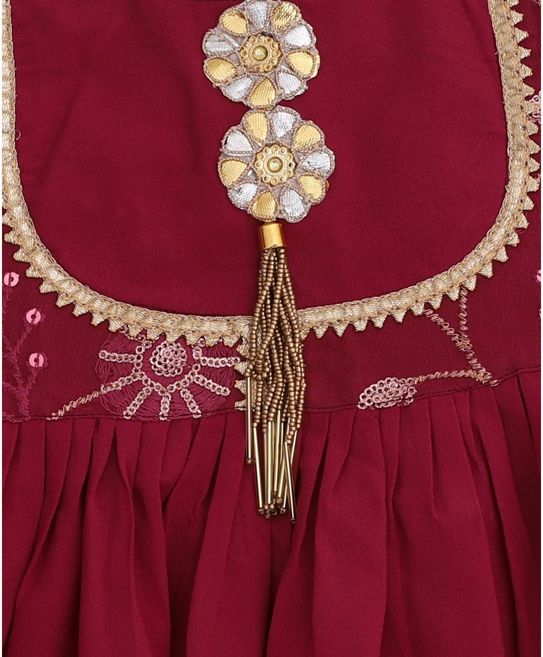Gota Work Full Sleeves Kurti With Sharara & Dupatta