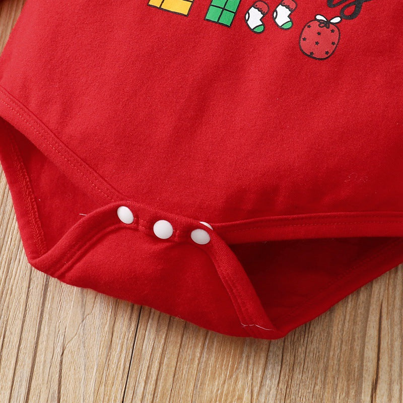 Long Sleeve Christmas Top And Bottom Set With Headband