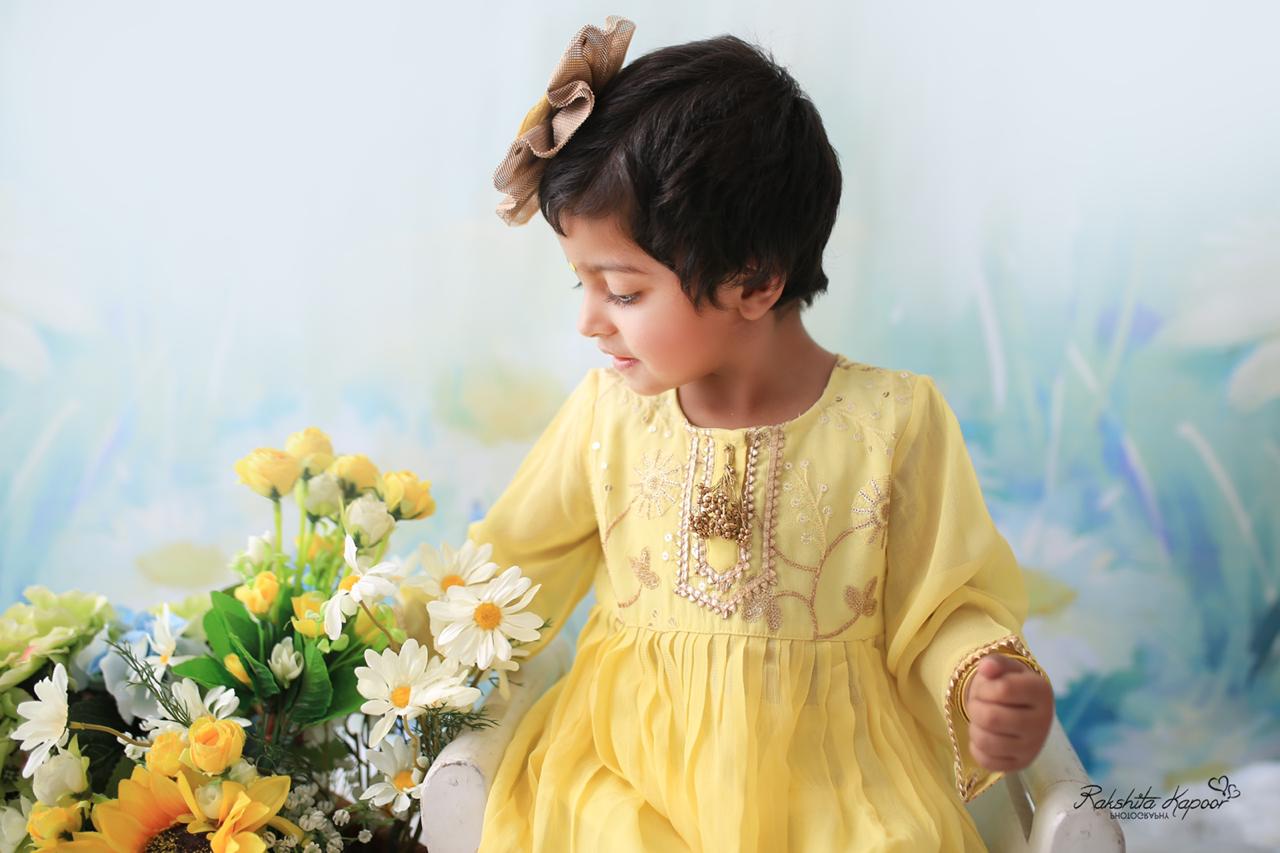 Three Fourth Sleeves Gotta Patti Work Kurta & Sharara With Dupatta