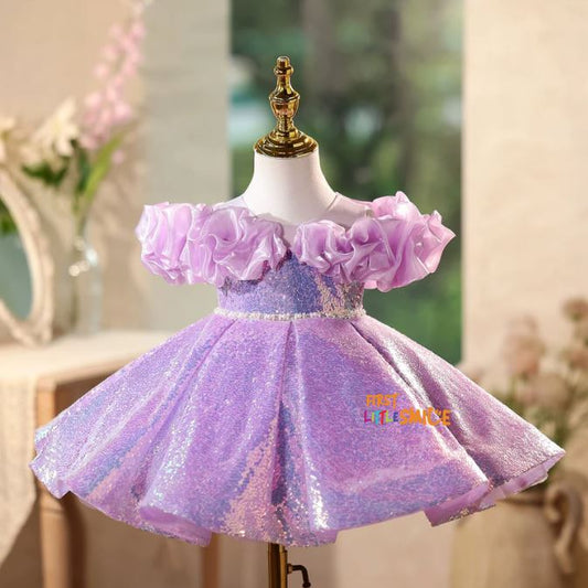 Fluffy Sequin And Beaded Birthday Party Dress