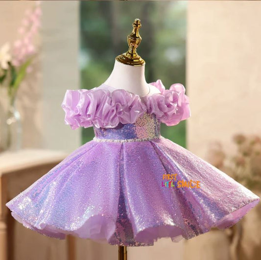 Fluffy Sequin And Beaded Birthday Party Dress