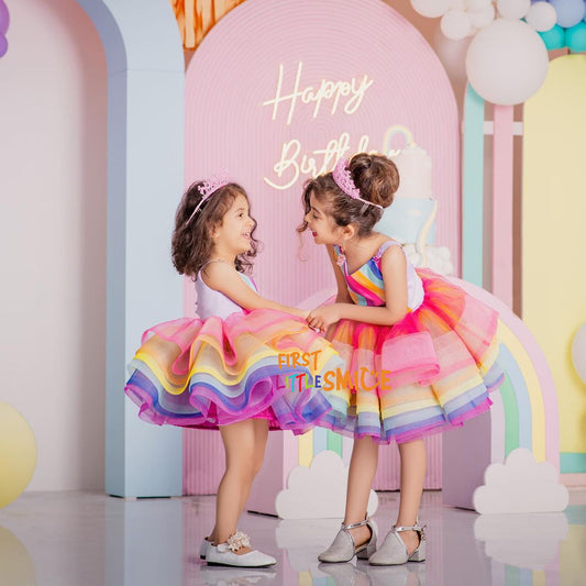 Multicolored Unicorn Styled Birthday Party Dress