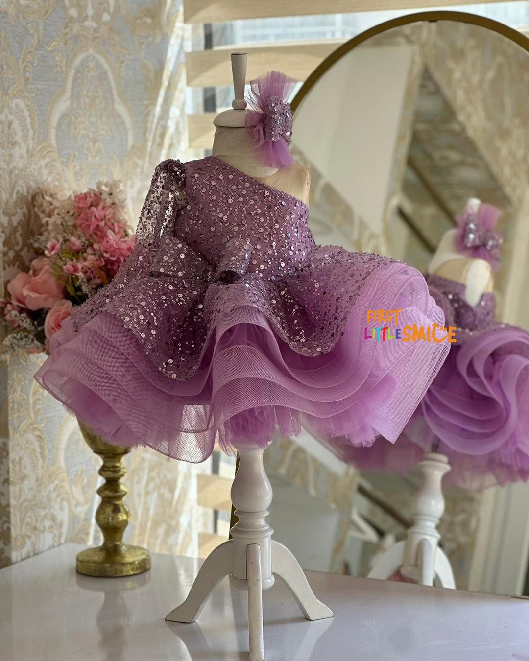Fluffy Sequin And Beaded Birthday Party Dress – First Little Smile