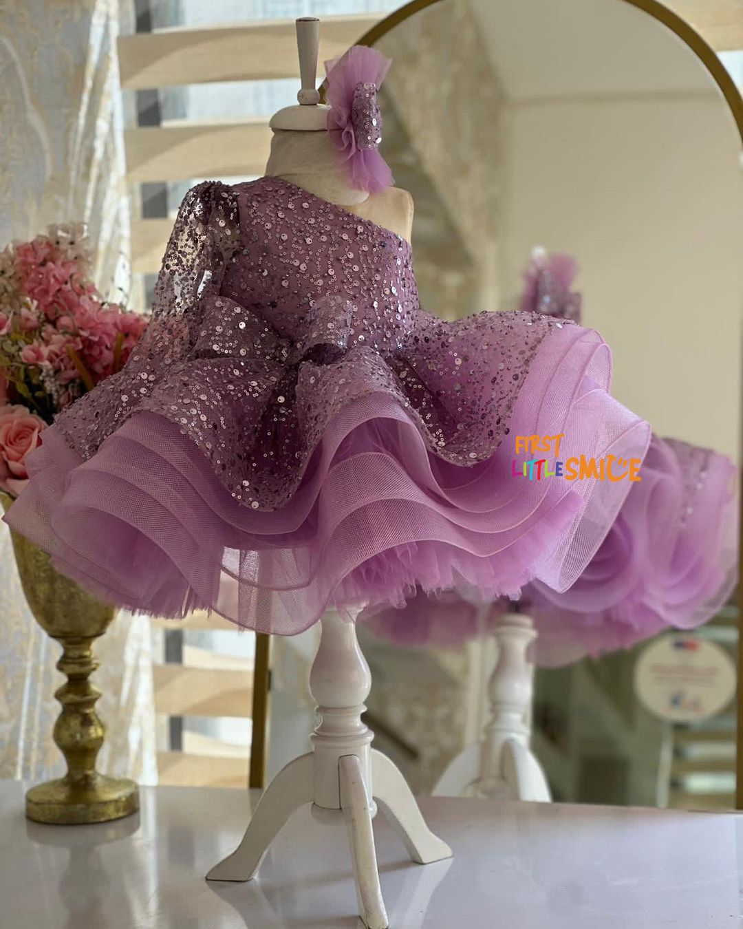 Fluffy Sequin And Beaded Birthday Party Dress – First Little Smile