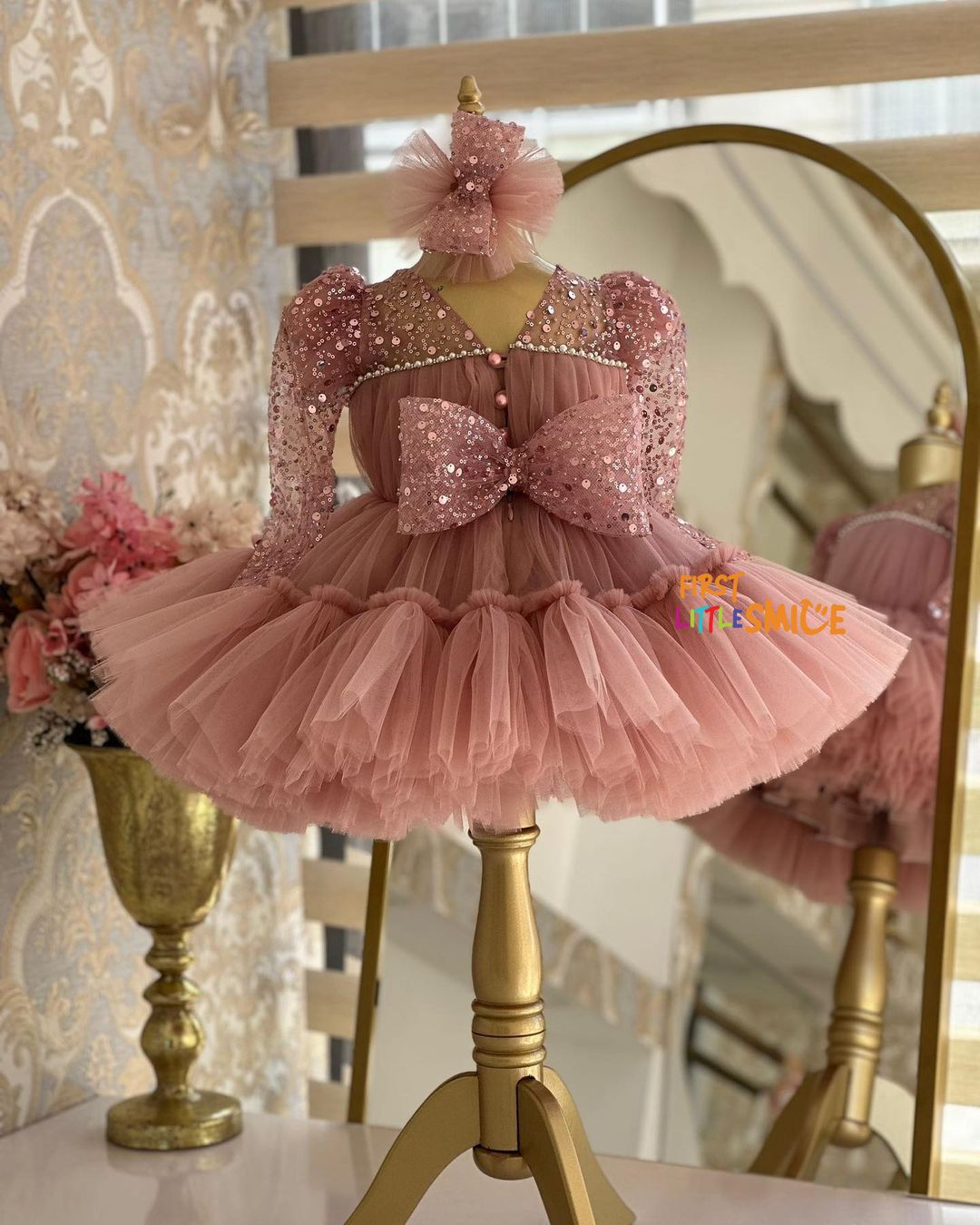 Fluffy Sequin And Beaded Birthday Party Dress – First Little Smile