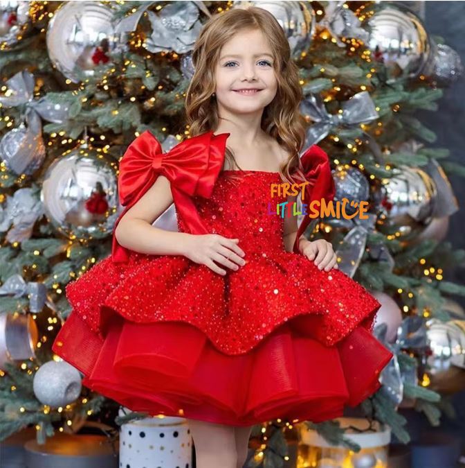 Fluffy Sequin And Beaded Birthday Party Dress – First Little Smile