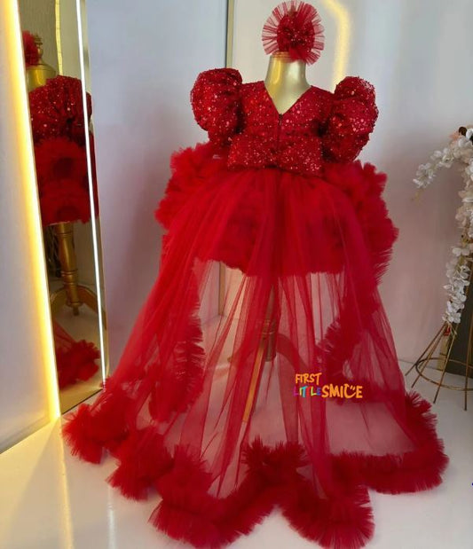 Fluffy Sequin And Beaded Birthday Party Dress