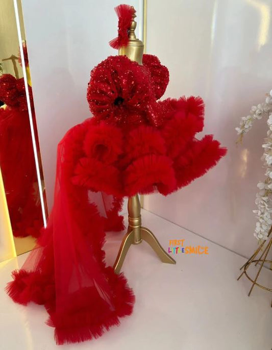 Fluffy Sequin And Beaded Birthday Party Dress