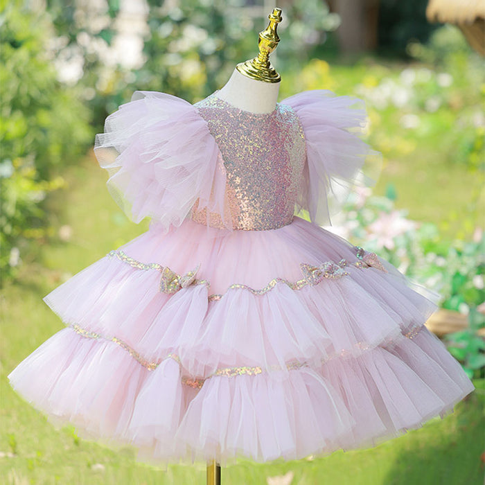 Sequin Birthday Party Dress With Wing Shoulders – First Little Smile