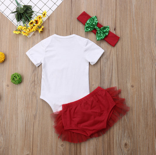 Christmas Top And Bottom Set With Headband