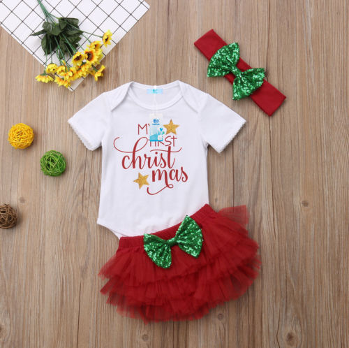 Christmas Top And Bottom Set With Headband