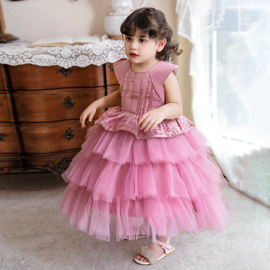 Beautiful Multi Frill Sequin Party Dress Frock