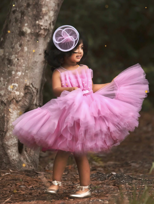 Birthday Party Dress With Puff Shoulders